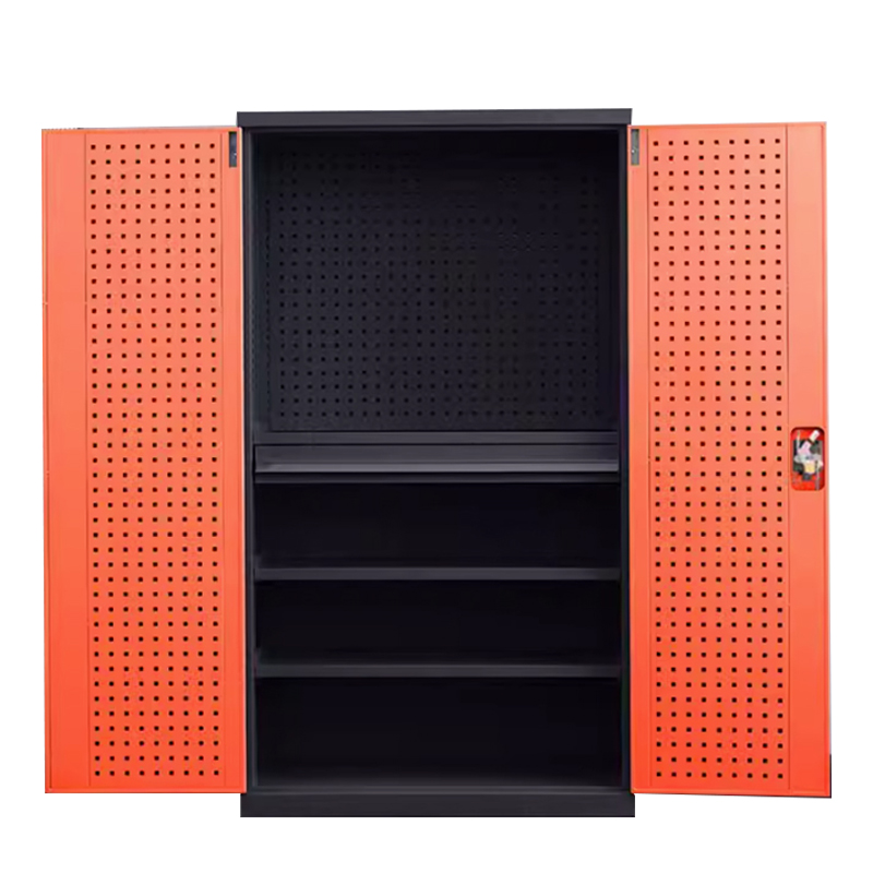 DXBG重型工具柜车间用加厚物件工具储物柜工厂铁皮柜汽修厂零件收纳柜橘色四层一抽带挂板