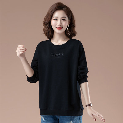恋名媛中年妈大码女装棉卫衣女长袖宽松遮肚t恤胖mm百搭打底衫棉上衣大码女装