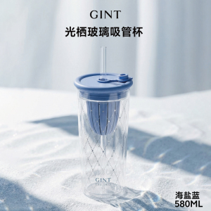 嘉特GiNT高硼硅耐热玻璃杯隔热设计时尚简约大容量580ml高颜值吸管杯 GTB-5504-058