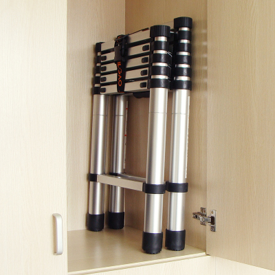 家用直梯子伸缩升降折叠室内多功能便携竹节工程加厚铝合金人字梯闪电客除尘纸直梯-5.4m（靠墙使用德标加宽踏板）