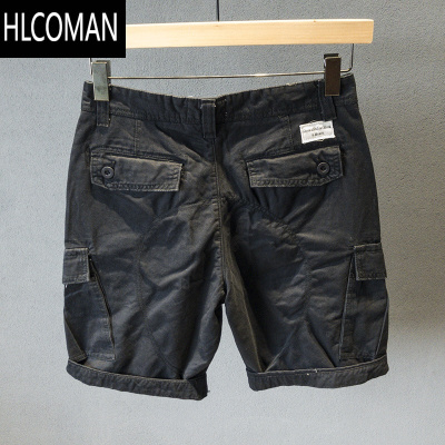 HLCOMAN多口袋工装四分短裤男卡其色休闲百搭马裤宽松夏季ins潮流五分裤