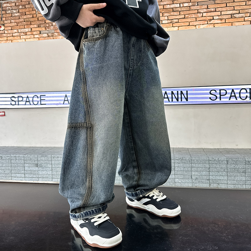 儿童装男童秋装裤子新款中大童韩版阔腿裤秋季牛仔裤春秋款潮