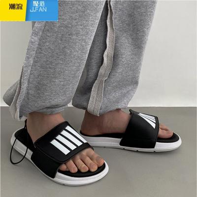聚范2024夏季新款防滑拖鞋男外穿一字拖情侣魔术贴沙滩鞋凉拖鞋潮