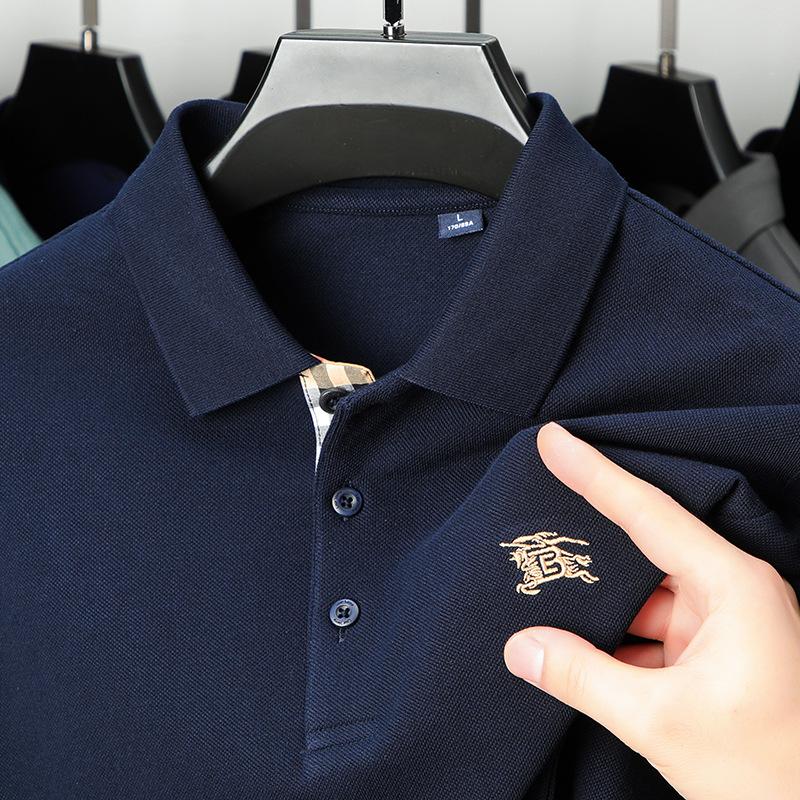 棉质长袖POLO衫男T恤衫秋季珠地棉休闲长袖上衣男polo衫