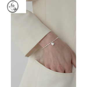 JiMis925银米粒爱心闺蜜手链女学生设计感小众复古网红桃心手串 均色