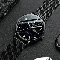 瑞之缘手表新款男士手表商务休闲石英表防水夜光皮网带星空手表