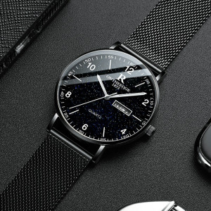 瑞之缘手表新款男士手表商务休闲石英表防水夜光皮网带星空手表