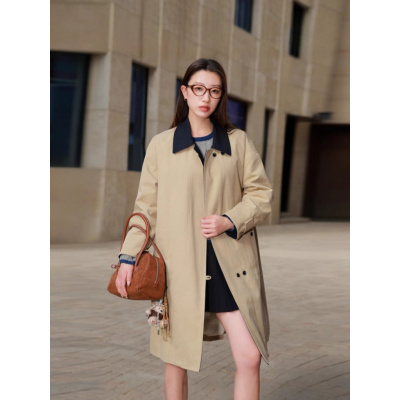 卡其风中长款风衣女年春秋季新款休闲宽松时尚显瘦工装风大衣