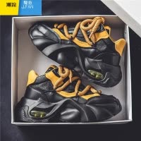 聚范男鞋夏季透气高级感复古百搭休闲运动气垫减震增高厚底黑色老爹鞋