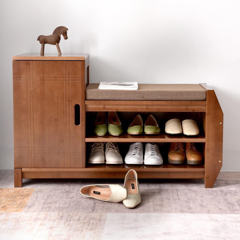 森美人可坐换鞋凳鞋柜实木鞋架简易家用多层防尘口简约现代储物凳穿鞋凳子