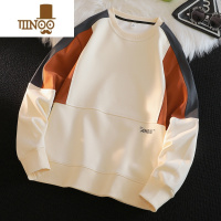 YANXU卫衣男款宽松撞色圆领上衣学生圆领长袖t恤衣服内搭打底衫