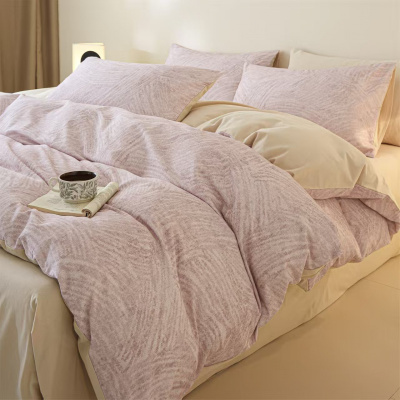 轻奢全棉磨毛床上四件套简约纯棉加厚秋冬床品套件被套床单三件套