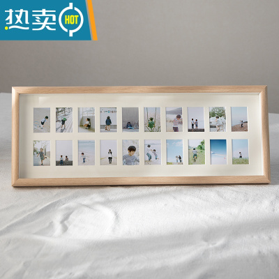 敬平简约创意相框摆台加洗照片四连组合相架情侣婚纱宝宝6寸相片像框 20孔白橡木色(放2寸照片20张) 相框