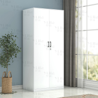 翌嘉 阳台柜单门衣柜钢制储物柜铁皮柜 白色双门衣柜800mm宽