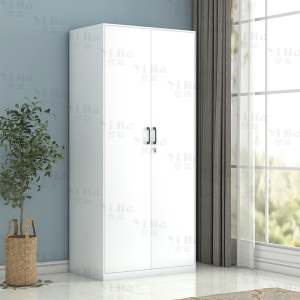 翌嘉 阳台柜单门衣柜钢制储物柜铁皮柜 白色双门衣柜800mm宽