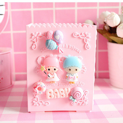 韩国创意卡通可爱笔筒ins化妆刷收纳盒学生办公室桌面收纳桶摆件三维工匠粉色双子星款