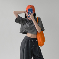 夏季新款短袖T恤女宽松显瘦露脐短款上衣服女韩国女装