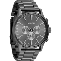 Nixon尼克松黑色不锈钢石英男子三眼计时码表时尚百搭欧美腕表