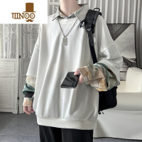 YANXU墨绿色日系cityboy卫衣男ins潮长袖假衬衫领外套oversize