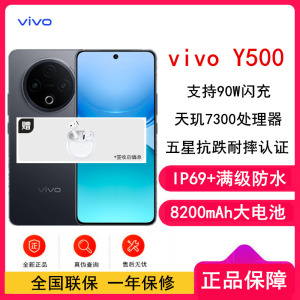 [全新]vivo Y500 玄武黑 8GB+256GB 天玑7300 5G芯 8200mAh电池 90W充电 高清影像 5G 手机