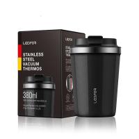 家柏饰(CORATED)保温咖啡杯 马克杯茶杯带盖旅行便携式随手杯子外出保温杯500ml 磨砂黑色380ml