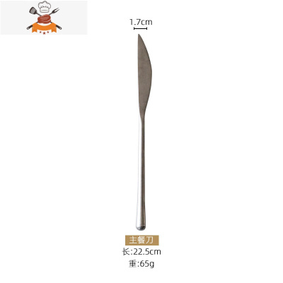 日式做旧304不锈钢 西餐牛排刀叉勺复古餐具套装长柄水果叉搅拌勺 敬平 复古主餐刀