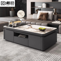 戴劲岩板茶几客厅茶台烧水壶一体桌家用泡茶台办公室茶桌1.4米深灰