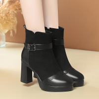 年绒面舒适圆头保暖皮靴