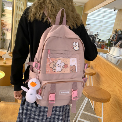 澈旅韩版书包中学生女简约ins初中生双肩包日系网红大容量大学生森系