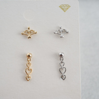 韩国气质连串爱心 丘比特甜美个性小骨耳钉耳蜗耳门钉送女朋友老婆情人节七夕生日礼物