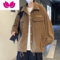 七斓美式潮牌灯芯绒外套男士日系复古学生痞帅休闲刺绣工装夹克