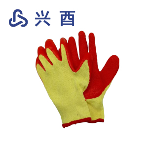 兴酉 黄纱红棉线防滑皱纹手套 HHNL-1 双