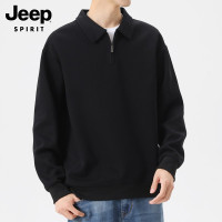 吉普卫衣男士春季新款潮流百搭纯色打底衫半拉链宽松休闲polo衫男