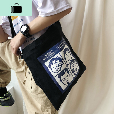 男生背包日系斜挎手提帆布包韩版ins学生布袋男女时尚文艺单肩包NEWLAKE男士单肩包