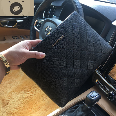 男款商务手拿包大斜格压花潮男大手包大容量休闲男包信封钱包艾狄伊娃手拿包男金色