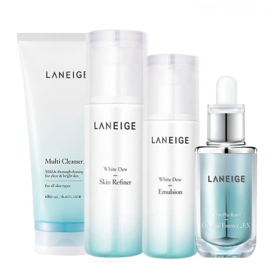 兰芝(Laneige)臻白修护女士面部护肤套装礼盒淡化斑点提亮肤色淡斑套装(洁面+水+乳+精华)