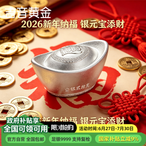 吉音 999.9足银银元宝银砖白银摆件马年投资银条20g 收藏馈赠 节日礼物