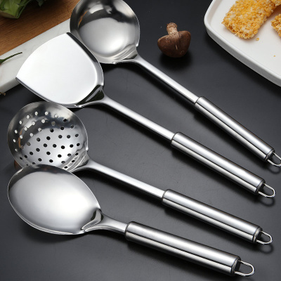 锅铲套装不锈钢厨具炒菜勺子厨师专用铲子家用全套组合汤饭勺漏勺 敬平 锅铲4件套装