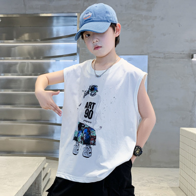 男童背心坎肩嘻哈运动薄款t夏装2026新款大童无袖T恤儿童街舞套装
