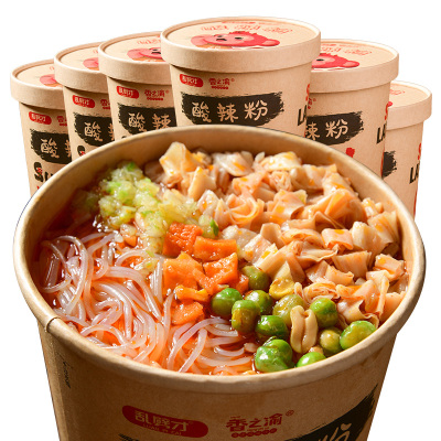 整箱6桶-香之渝桶装酸辣粉112g*6桶方便粉丝酸辣味红薯粗粉条方便速食粉丝