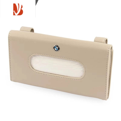 三维工匠车载纸巾盒车用遮阳板纸巾盒套挂式汽车纸巾盒车内抽纸盒创意用品 纸巾夹(米色款)宝马