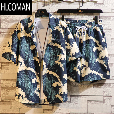 HLCOMAN海边度假沙滩裤男士三亚旅行穿搭套装冰丝速干可下水男装短裤泳裤