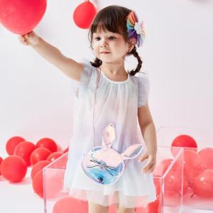 [1件5折价:89.5]moomoo童装女童连衣裙夏季新款女婴童彩虹渐变色网纱公主风连衣裙