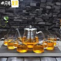 三维工匠可明火玻璃壶电陶炉煮茶壶可高温泡茶普洱茶具家用烧水壶加厚过滤 单壶[650]+4把杯[100]