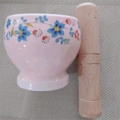 家用陶瓷蒜臼子捣蒜蒜蓉蒜泥器捣碎研磨做糊糊蒜臼手动砸蒜罐擂钵 敬平 粉色[陶瓷款]送木锤碎物器研磨碗(碎物器)