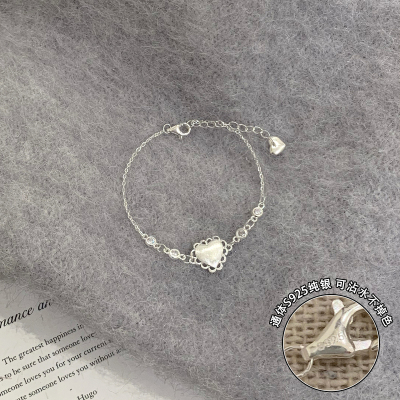 [芭蕾爱心]纯银手链轻奢小众精致高颜值学生党手饰女送闺蜜送女朋友老婆情人节七夕生日礼物