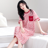 浪莎睡裙女夏季纯棉短袖甜美宽松中长款连衣裙2024新款网红家居服