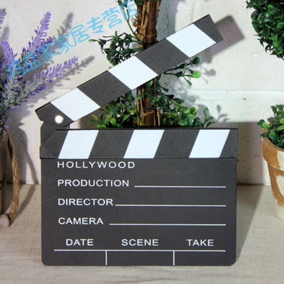 复古装饰场记板电影拍板导演板打板器木质产品摄影网店拍照道具大号：31*28C黑色