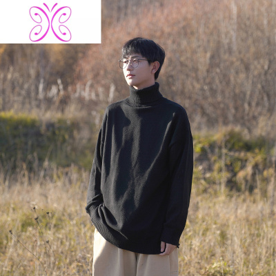 YUANSU2020冬款男女同款毛衣日系慵懒风可翻高领纯色线衫学生保暖针织衫毛衣