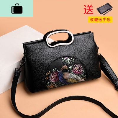 休闲包包女2020新款中年女包手提包百搭单肩包中国风大容量斜挎包NEW LAKE女斜挎包